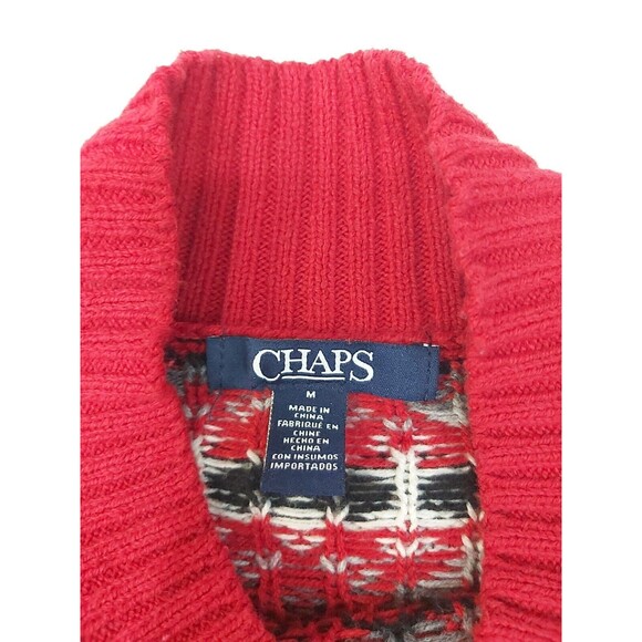 Chaps Womens Red White and Black Turtle Neck Sweater size Medium - Picture 12 of 12